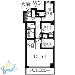 クレステージ宮の森(3LDK/8階)の間取り写真
