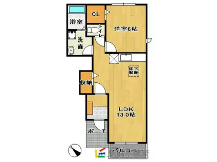 ラピス・アジュール(1LDK/1階)の間取り写真