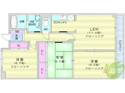 アトリウムコーツ(3LDK/4階)の間取り写真