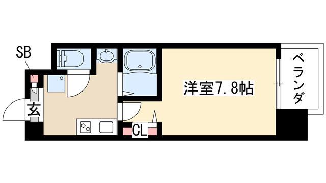 S-FORT八事(1K/3階)の間取り写真