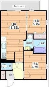 プレステージ14番館(2LDK/8階)の間取り写真