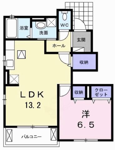 ピアチェーヴォレII(1LDK/1階)の間取り写真