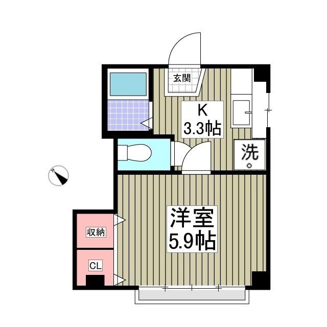 プランドール上戸祭 旧文星サイドハイツ(1K/2階)の間取り写真