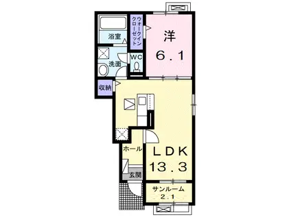 エムティハウスVI(1LDK/1階)の間取り写真