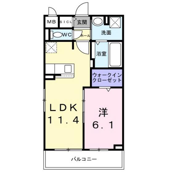 サザンエステート中須(1LDK/2階)の間取り写真