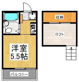 サニーコーポ(1K/2階)の間取り写真