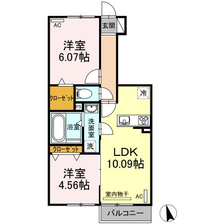 CHARMANT B(2LDK/1階)の間取り写真