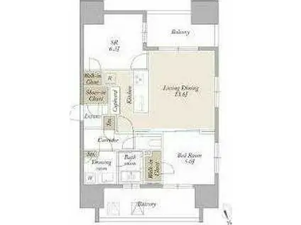 ライトテラス新宿御苑(1SLDK/5階)の間取り写真