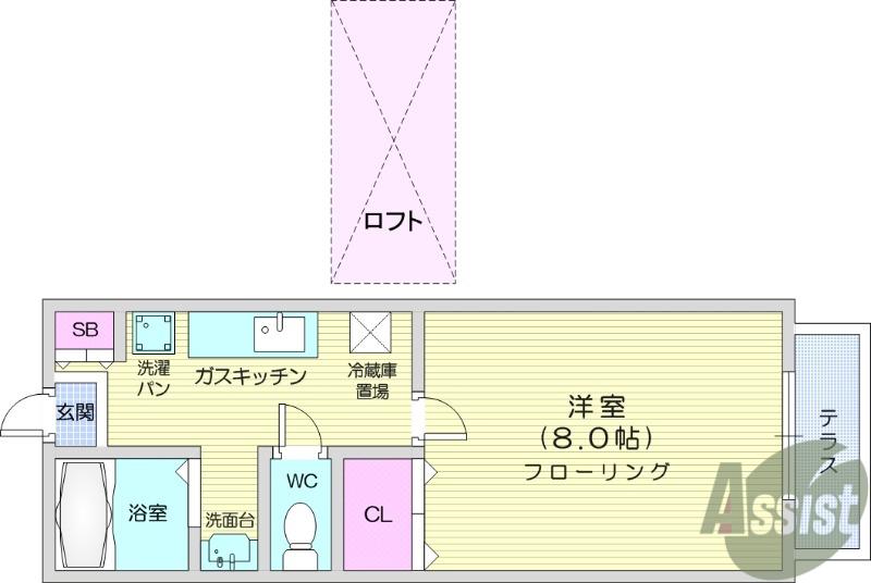 アネシス南光台(1K/1階)の間取り写真