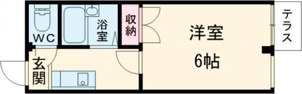オペル2番館(1K/1階)の間取り写真