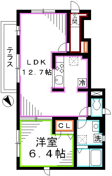 メゾン井の頭(1LDK/1階)の間取り写真
