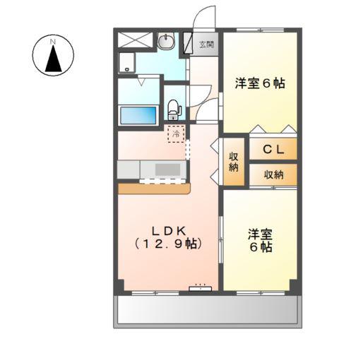 ピュアエクセル(2LDK/2階)の間取り写真