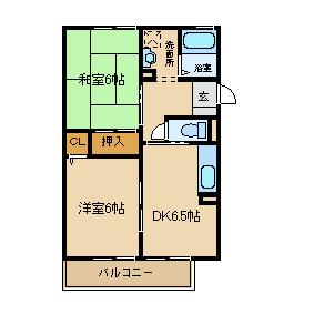 ノーブルトモ(2DK/2階)の間取り写真