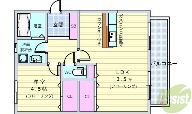 フジコーポ(1LDK/2階)の間取り写真