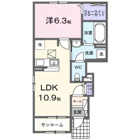 プラネッツ・リラン II(1LDK/1階)の間取り写真