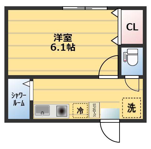 CITYSTAGE平和台(1K/3階)の間取り写真