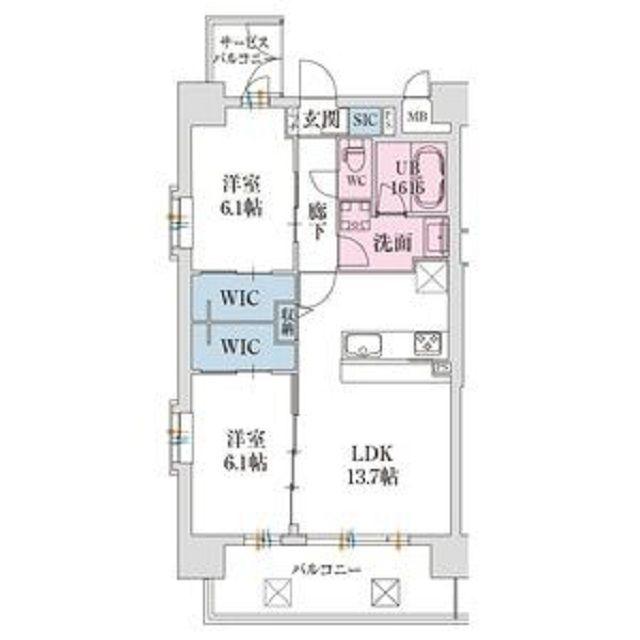 スプランディッド難波VII(2LDK/3階)の間取り写真