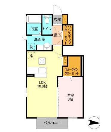 アークトゥルス(1LDK/1階)の間取り写真