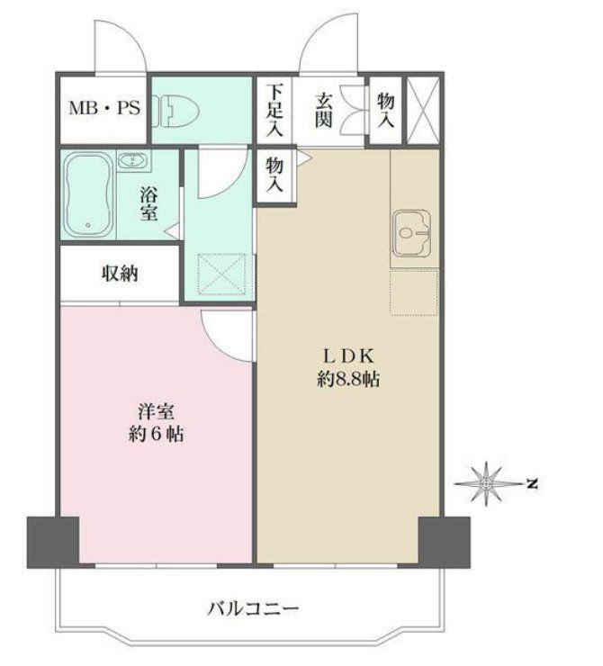 シェソワ百人町(1LDK/4階)の間取り写真