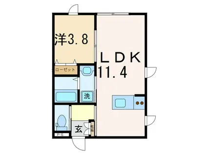 エールA(1LDK/1階)の間取り写真