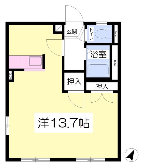 エステート麗 A棟(ワンルーム/1階)の間取り写真