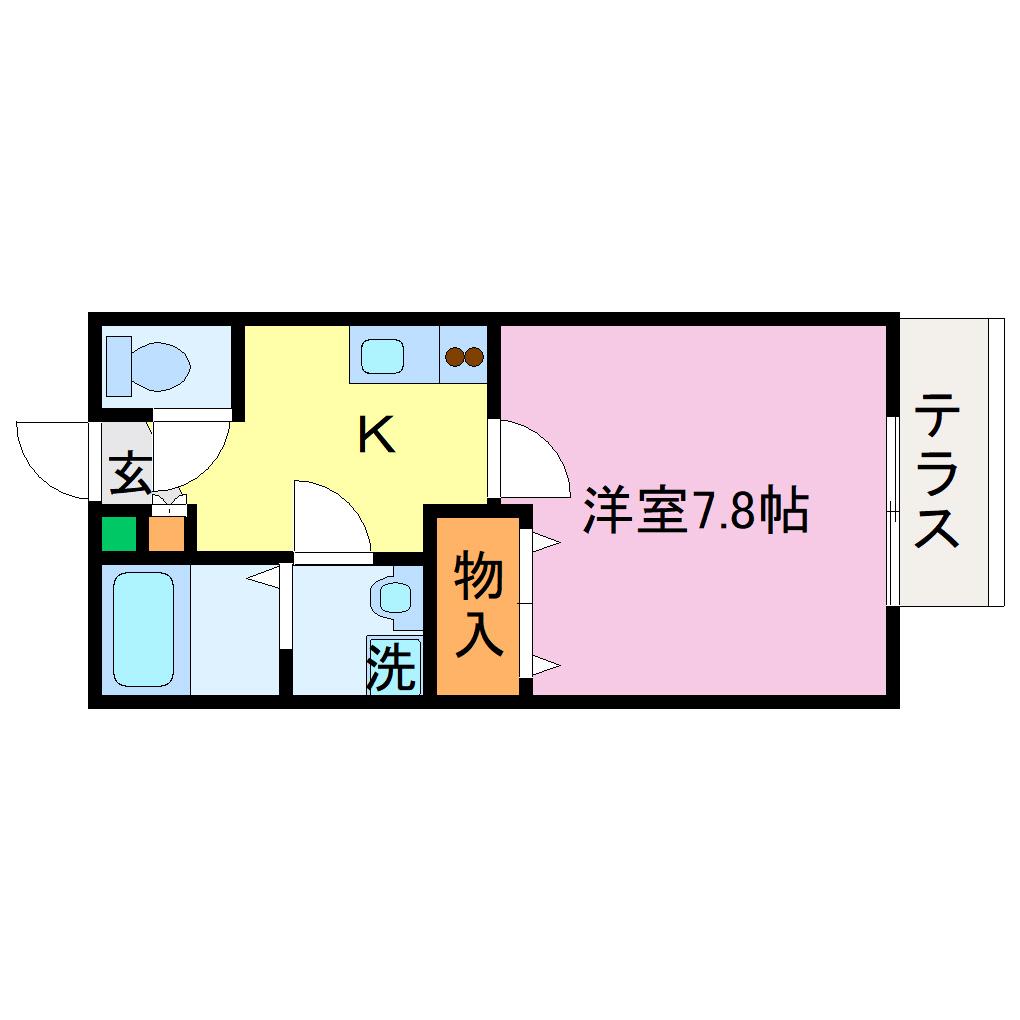 カーサウッド西浦町(1K/1階)の間取り写真