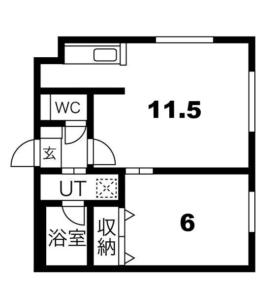 グラシアスII(1LDK/1階)の間取り写真