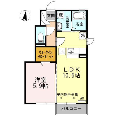 リラ・ソレイユ(1LDK/1階)の間取り写真