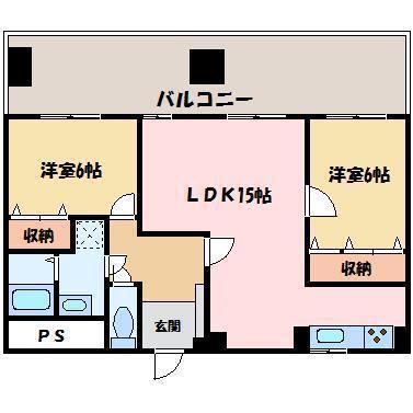 アーバンコート中須賀 弐番館(2LDK/9階)の間取り写真