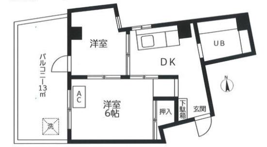 STビル鶯谷(2DK/9階)の間取り写真