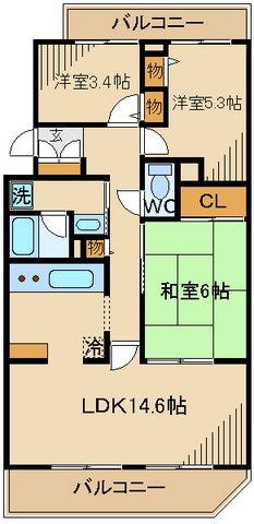 フィール天神町2号館(3LDK/2階)の間取り写真