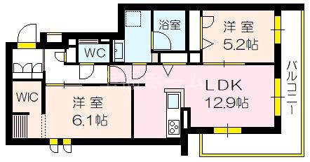 ヴェルチュ千里丘(2LDK/1階)の間取り写真