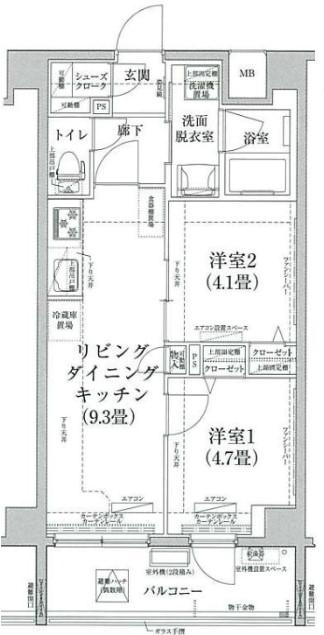 ルフレ プレミアム日暮里(2LDK/6階)の間取り写真