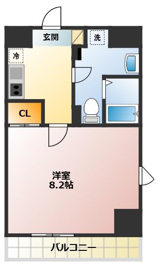 ミヤビヒルズ大山駅前(1K/2階)の間取り写真
