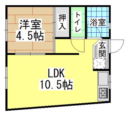 アベニュー片野(1LDK/4階)の間取り写真