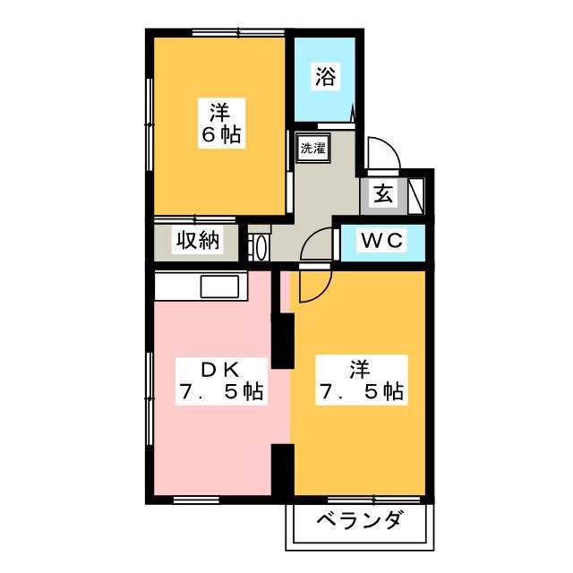 プロミエン(2DK/2階)の間取り写真