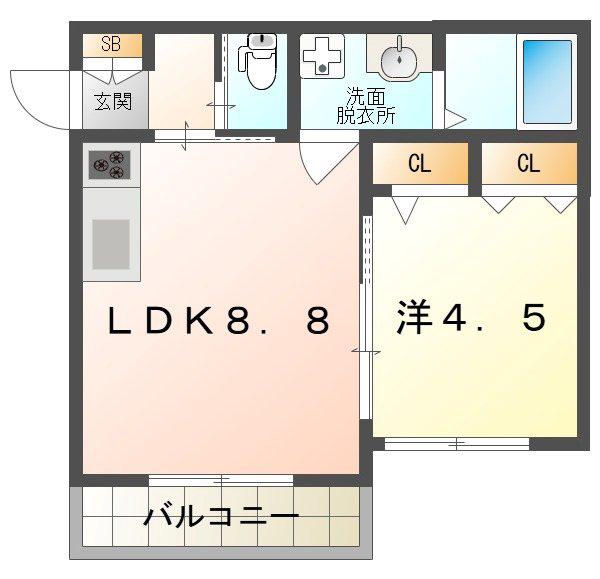 LUXE イーストI(1LDK/3階)の間取り写真