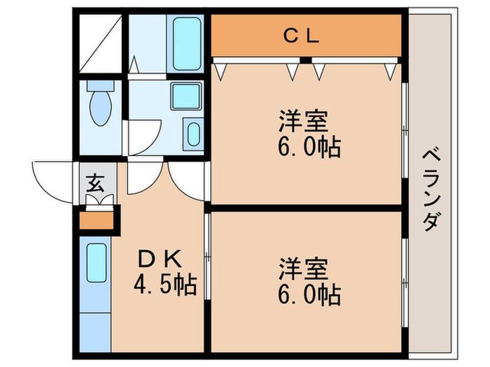 サンライズ青山(2DK/2階)の間取り写真