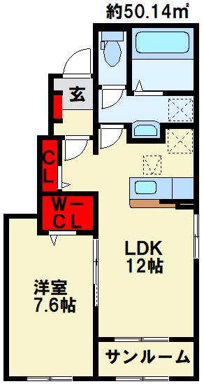 フェニックスヴィラ A(1LDK/1階)の間取り写真