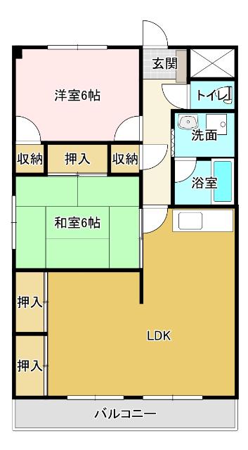 メゾン・ド・フルール(2LDK/1階)の間取り写真
