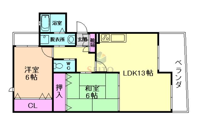 アビタ北桜塚(2LDK/3階)の間取り写真