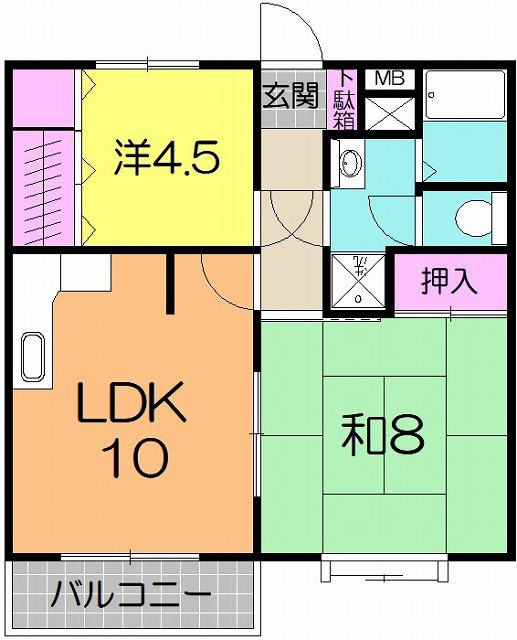 メゾン・ド・栄光(2LDK/3階)の間取り写真