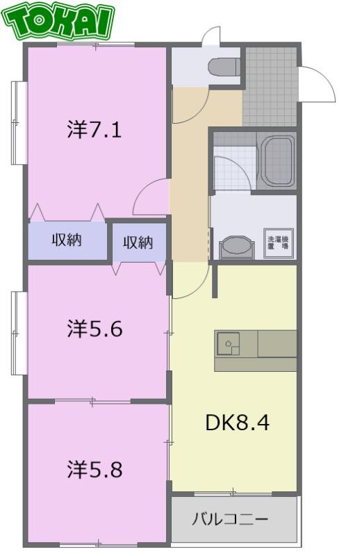 メゾン殿町(3DK/1階)の間取り写真