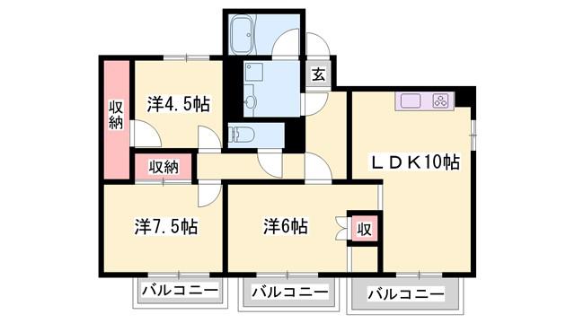 さつきビル(3LDK/4階)の間取り写真