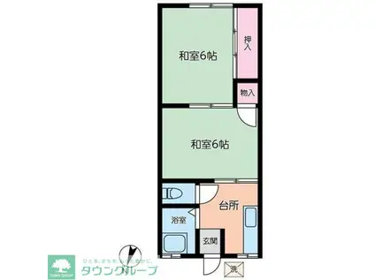 三吉ハイツ(2K/1階)の間取り写真