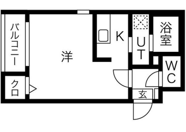 グランコンフォール米野II(1K/2階)の間取り写真