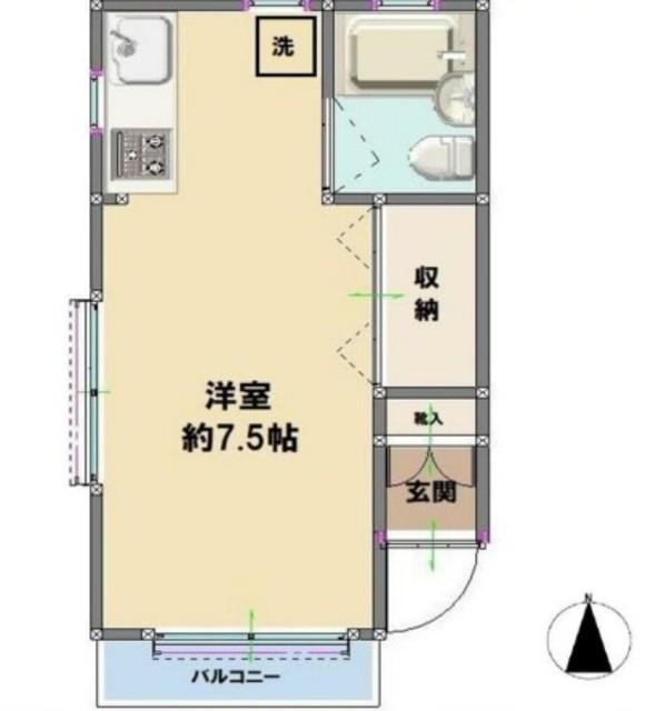 ドエル深大寺(ワンルーム/3階)の間取り写真