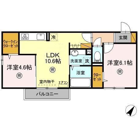 クラレット A棟(2LDK/3階)の間取り写真