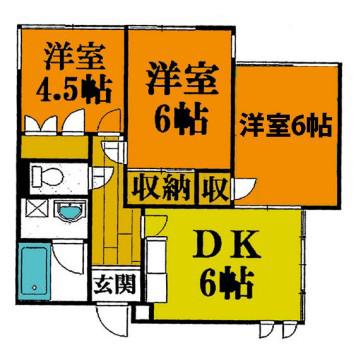 グリーンリーフ湘南(3DK/1階)の間取り写真