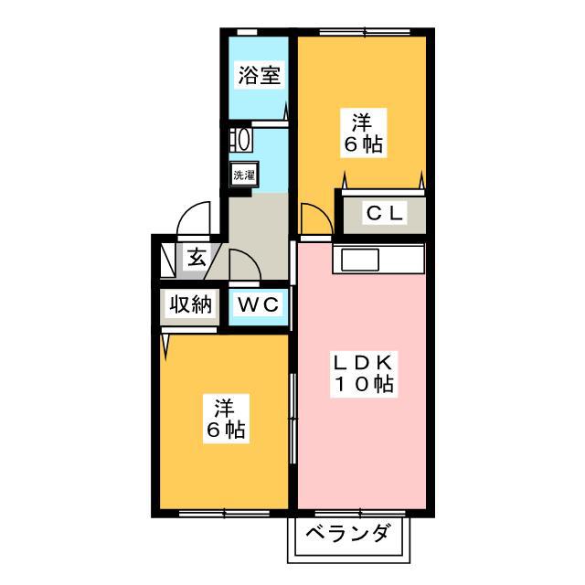 グランドール・スギシン(2LDK/2階)の間取り写真